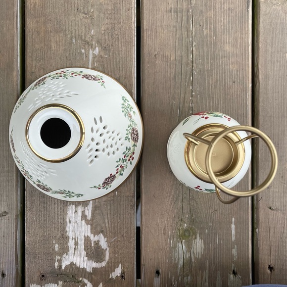 Lenox Boxwood & Pine Pattern Tea Light Lamp Candle Holder in Original Box - Picture 10 of 15